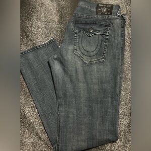 True Religion Relaxed Blue Jeans with Distinctive Stitching